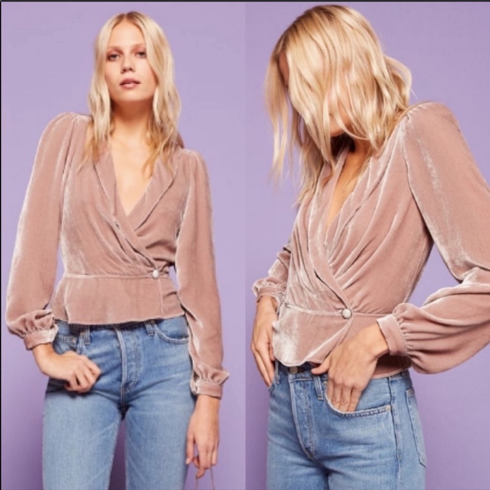 Reformation Anastasia Velvet Blouse